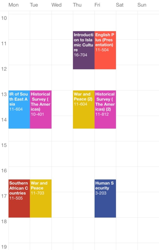 Class Schedule Fall Semester Waseda University