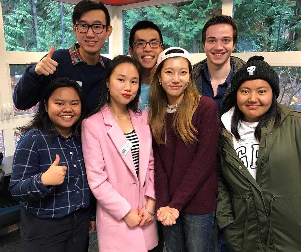 Working with international student leaders as Social Media Ambassadors; we promote our college's programs to prospective freshmen. (photo courtesy of Green River College International Programs)