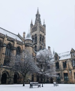 Hogwarts, nay -- University of Glasgow, in winter. Photo by author.